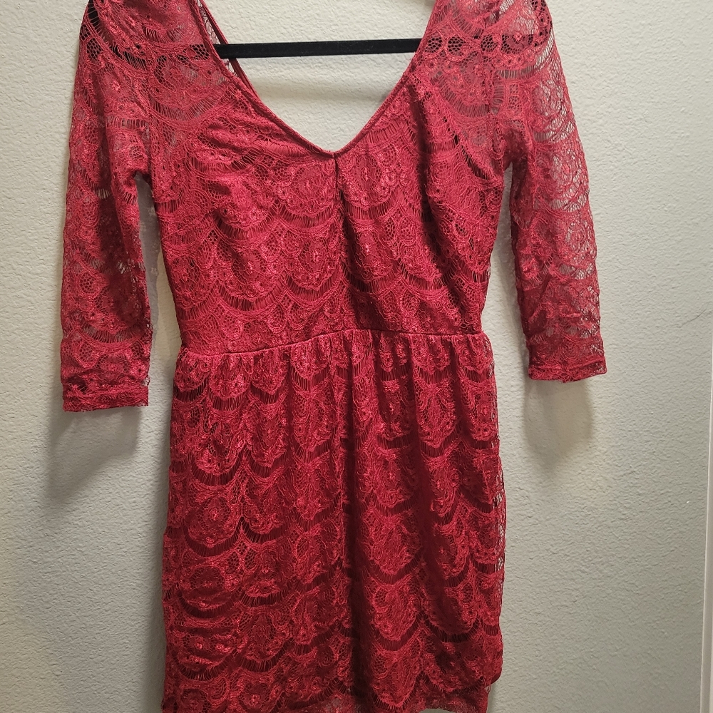 Lacy maroon dress